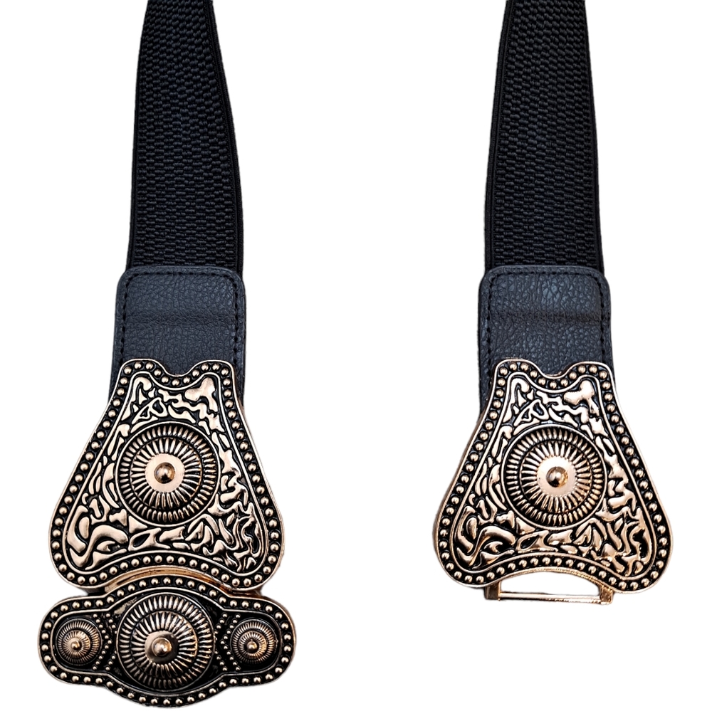 Corset Wide Waist Elastic black & gold statement Belt - Picture 4 of 13